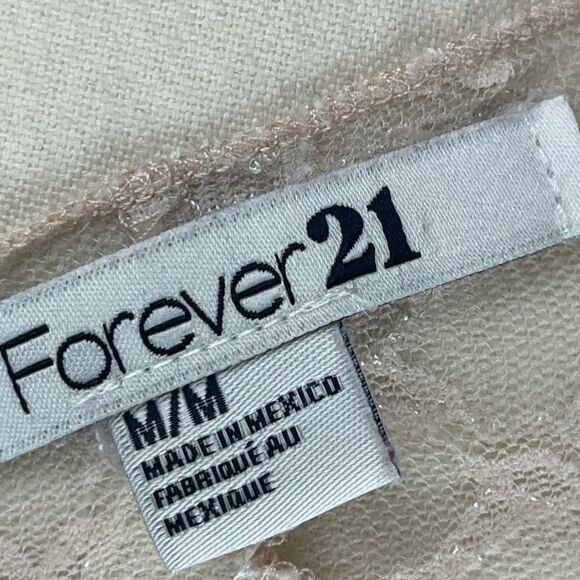 Forever 21  Sheer Round Neck Nylon/Spandex Lacey Floral Tank Top Size: M - Picture 4 of 6